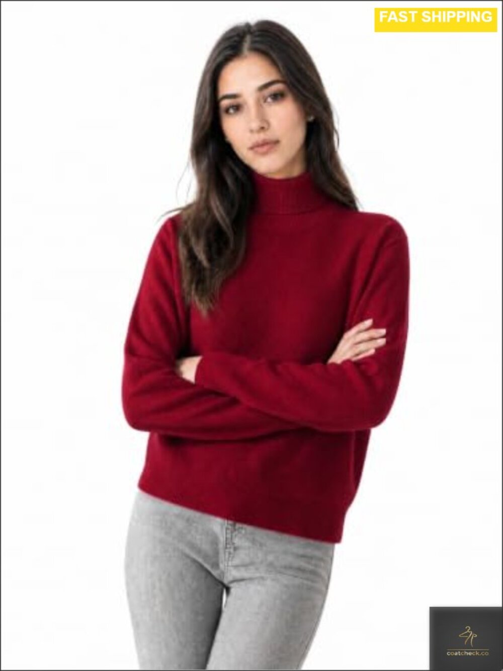 100% Pure Cashmere Turtleneck Seamless Knit Pullover Sweater